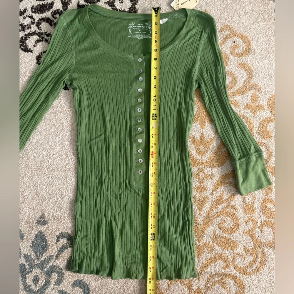 Energie Olive Long Sleeve Ribbed Top - Picture 5 of 6
